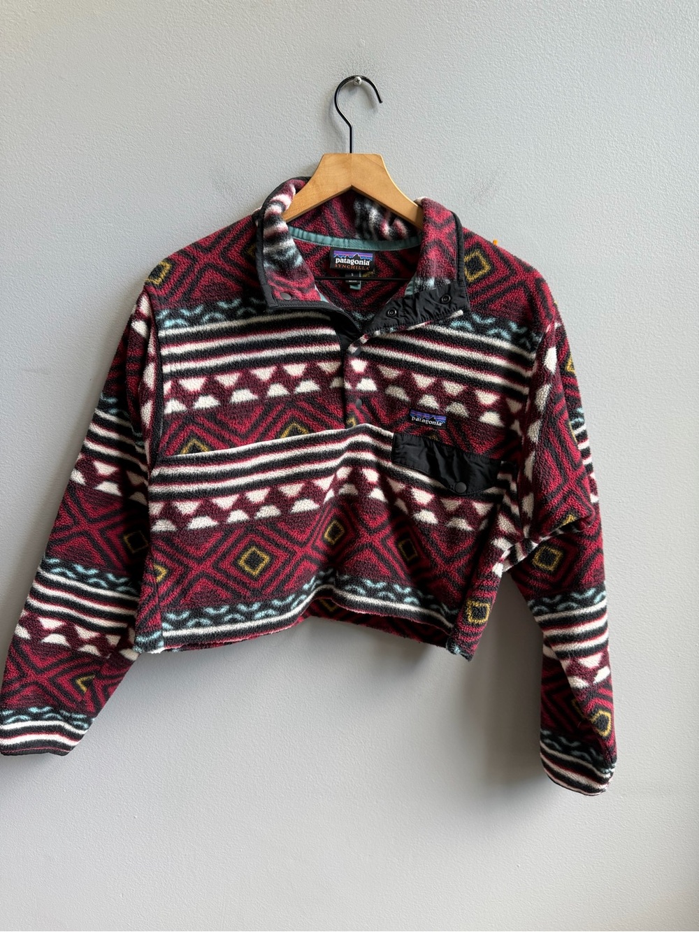 Patagonia Fleece Synchilla Snap-T Fleece Pullover Saltillo Cinder Red Cropped S